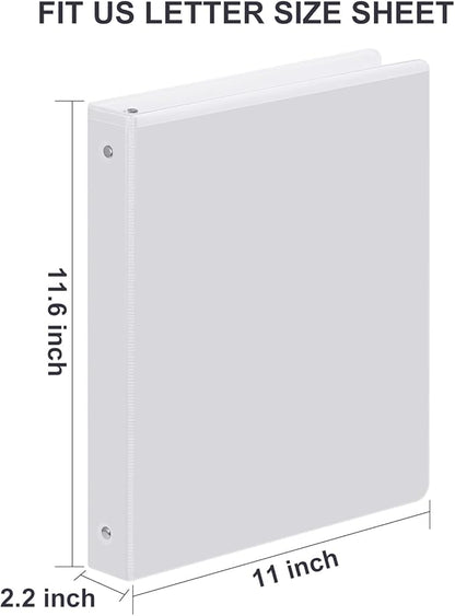 3 Ring Binder 1-1/2 Inch, ViVin Sturdy 1.5"-Round Ring Binder with 2 Interior Pockets, Clear View Cover, PVC-Free, Fits 300 Sheets of 8.5'' x 11'' Paper, Office Home School (6 Pack, White)