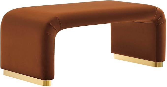 Modway EEI-6735-BRA-RUS Koda Performance Velvet Waterfall Ottoman, Brass Rust