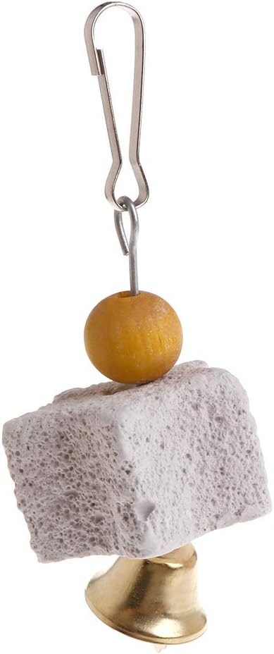 Bird Beak Grinding Mineral Block with Bells – Small Pet Chewing Stone for Health, Suitable for Rabbits, Hamsters and Birds