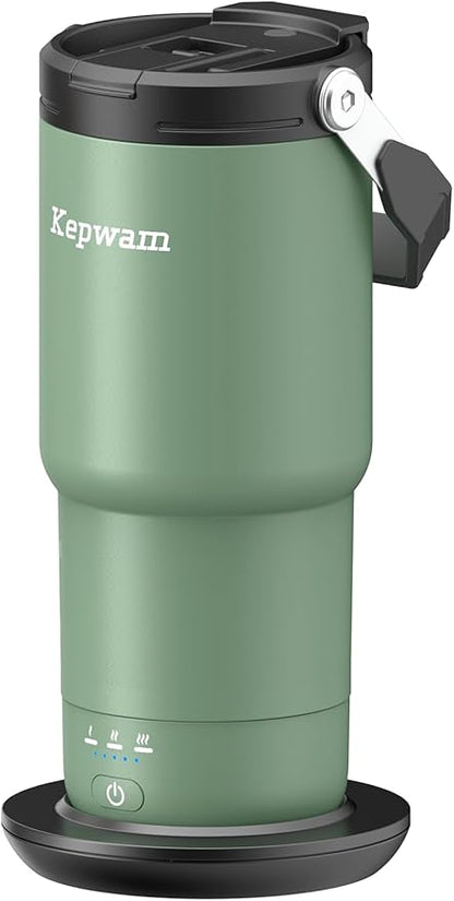 Kepwam Self-Heating Travel Mug 20oz, Temperature-Controlled Coffee Warmer Mug, Smart Travel Coffee Mug Keep Coffee Drinks Hot, Heated Mug Great for Driver Outdoor Fits Car Cup Holders