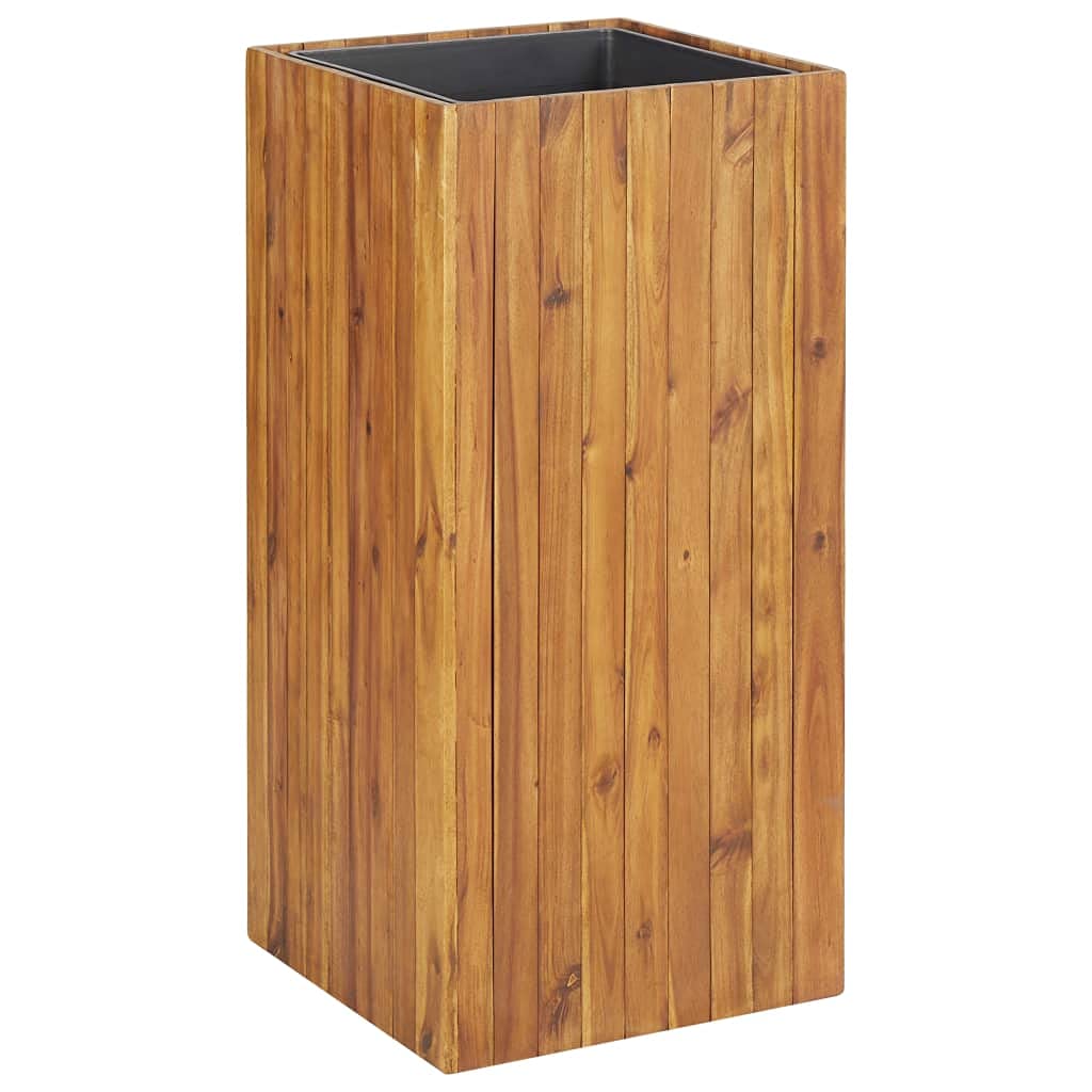 QUAHEAS Large Garden Planter Square Acacia Wood Brown Sturdy Decorative Pots Plants Outdoor, Raised Bed for Herbs, Flowers - 35.4 in Tall