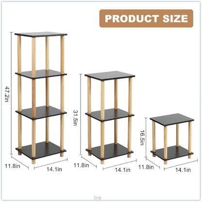 Haeterna 3-Tier Black Bookshelf, Wooden Bookcase with Open Shelves, for Small Spaces,Living Room Bedroom Office,No-Tool Assembly,11.8" D x 14.1" W x 31.5" H inches.