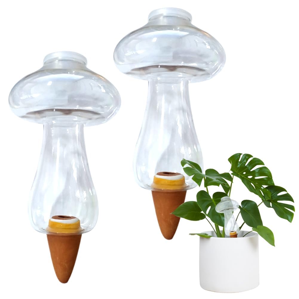 Vytulz 3Pcs Self Watering Globes Mushroom & Wash Bottle,Plant Watering Globes,Self Watering Planter Insert,Automatic Plant Waterer Indoor,Plant Watering Devices,Plant Water Globes,Watering Bulb