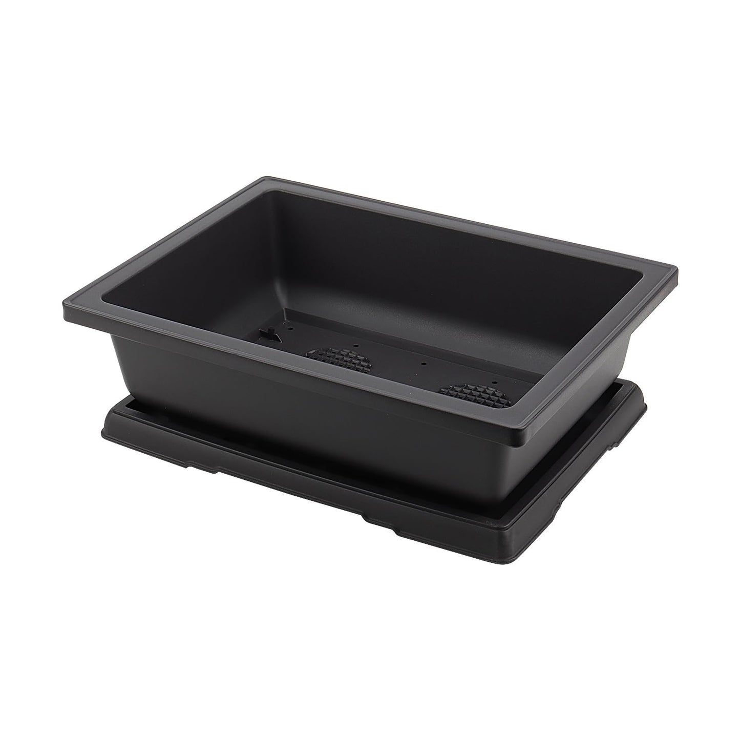 ZOENHOU 3 PCS 14x10 Inch Large Bonsai Training Pots, Rectangular Plastic Bonsai Training Pots with Deep Humidity Trays, Bonsai Plants Growing Pot for Garden, Yard, Office, Living Room, Balcony