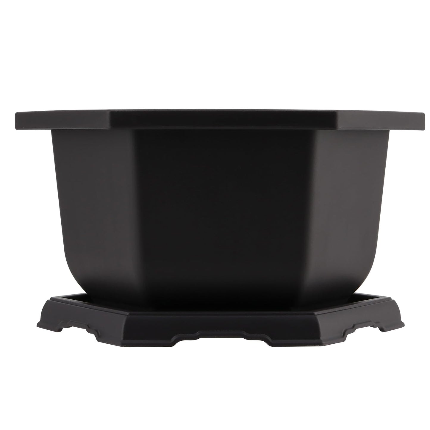 PINGEUI 4 Pack Plastic Bonsai Pot, 7.5 Inches Bonsai Training Pots with Drainage Humidity Tray, Large Bonsai Plant Tree Pots for Garden, Yard, Balcony
