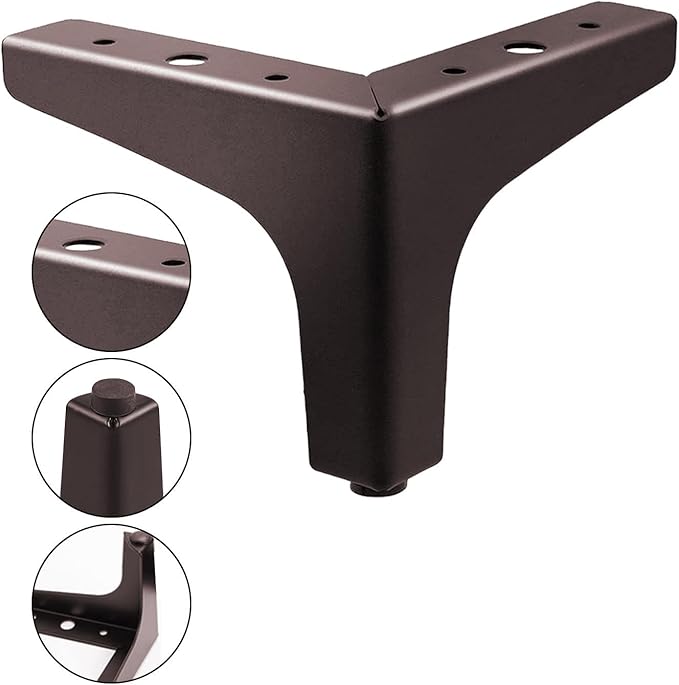 AODIOU Furniture Legs Brown Metal feet: Cabinet Legs 4 Inch Vintage Sofa
