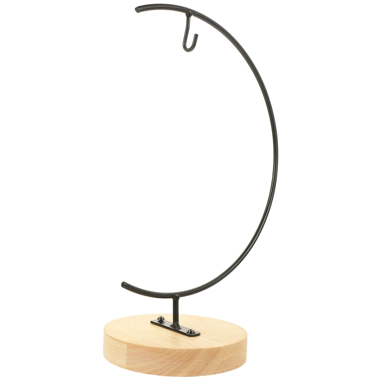 EXAOMBLE Micro Landscape Hanging Glass Globe Stand with Wooden Base, Iron Terrarium Display Holder for Air Plants and Small Plant Pots, Decorative Hanging Ornament Rack for Home Décor