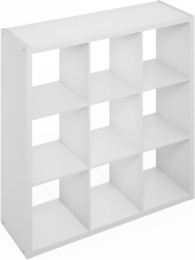Furinno Simple Cube Storage Organizer, 9-Cube Display Shelf, Open Back Shelving