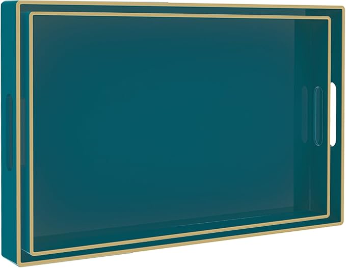 MAONAME Green Serving Tray Set of 2, Plastic Decorative Tray