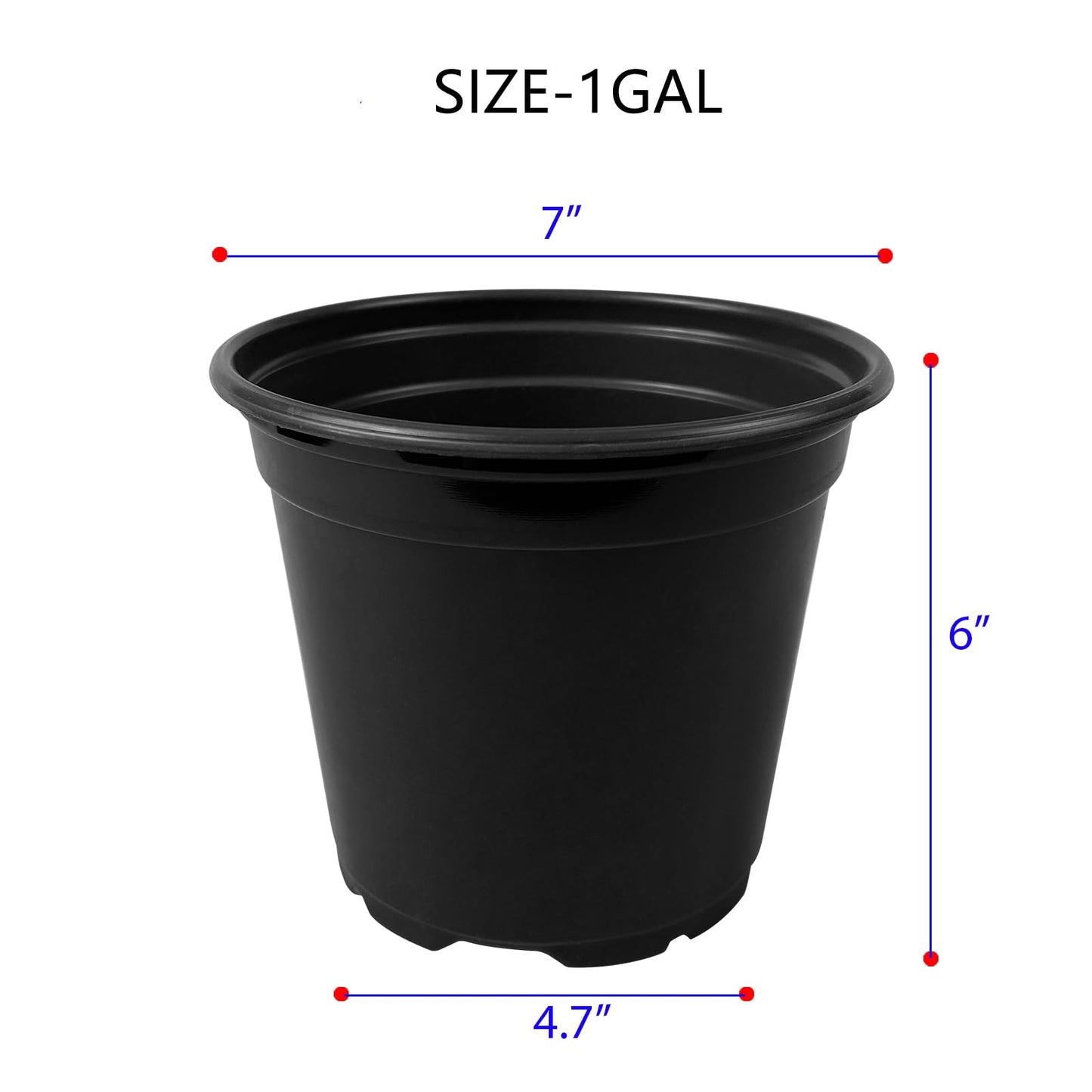 OUPSAUI 1 Gallon Pots for Plants,Flexible Gallon Plastic Nursery Pots with Drainage Holes, Plastic Pots for Outdoor Plants (1Gal-20pcs)
