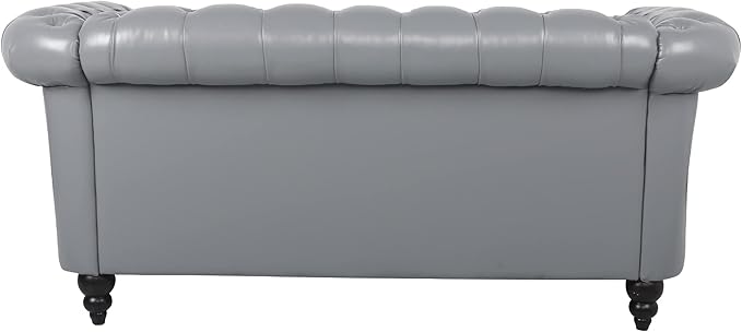 LEVNARY Leather Sofa, Chesterfield Tufted Upholstered 2 Seater Couch, Modern