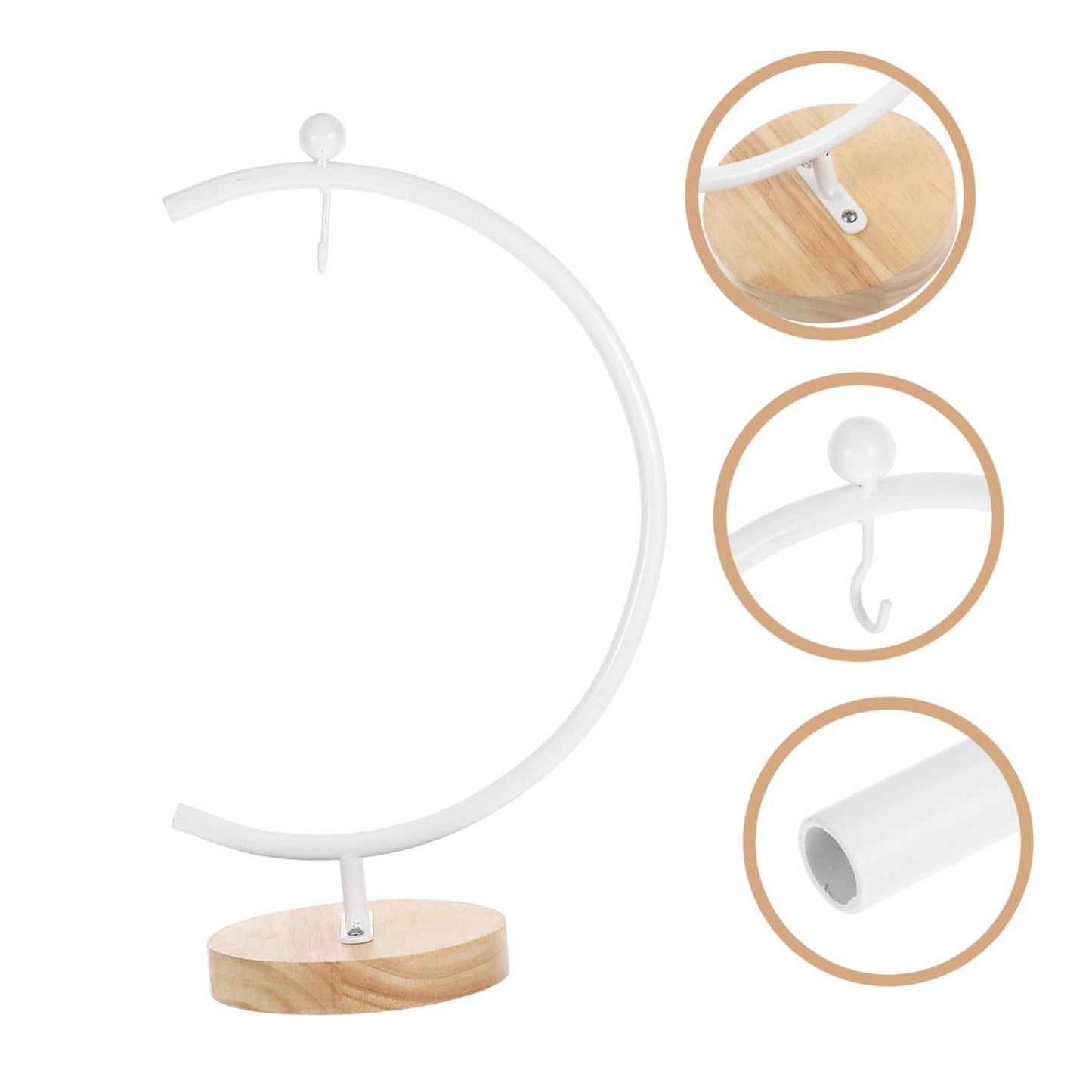 DECHOUS Wooden Base Ornament Display Stand with Hook for Hanging Globe Terrariums and Air Plants Space-saving Hanger Rack for Glass Balls Elegant Indoor Decor for Weddings and Home