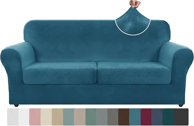 ZNSAYOTX Oversized Velvet 3 Piece Couch Cover