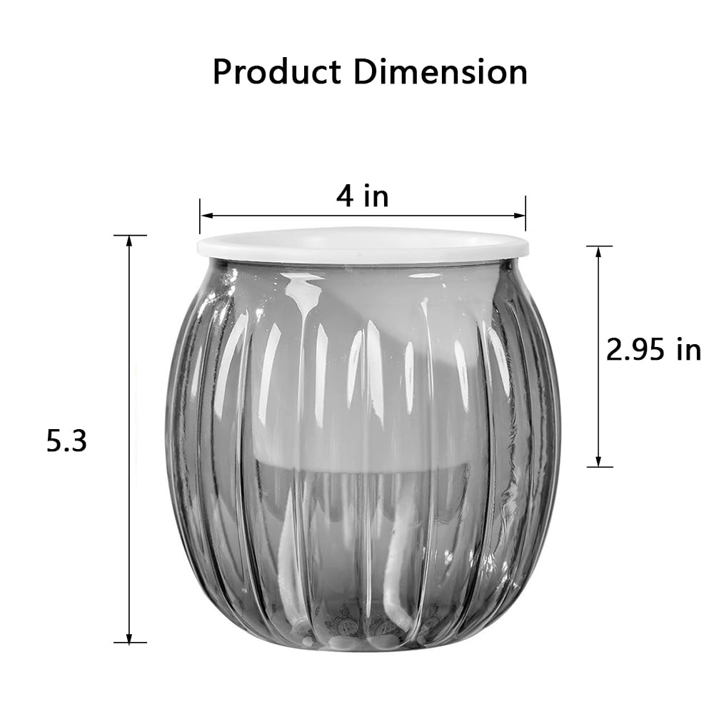 Cornasee 4" Pumpkin Planter Self Watering Pot, 4-Pack Small Plastic Planters for Indoor Plants,Flowers,Succulent,African Violets (Black, 4")