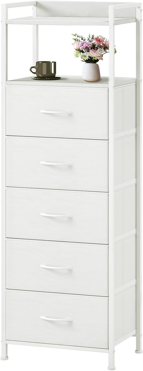 Somdot Tall Dresser for Bedroom, 5 Drawers Nightstand Vertical Storage Tower