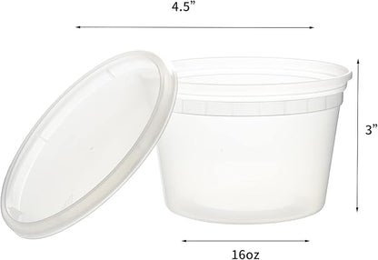 [240 Set - 16 oz.] Plastic Deli Food Storage Containers With Lids, Disposable togo containers for soup, Meal Prep, Slime | BPA Free | Stackable | Leakproof | Microwave | Dishwasher | Freezer Safe