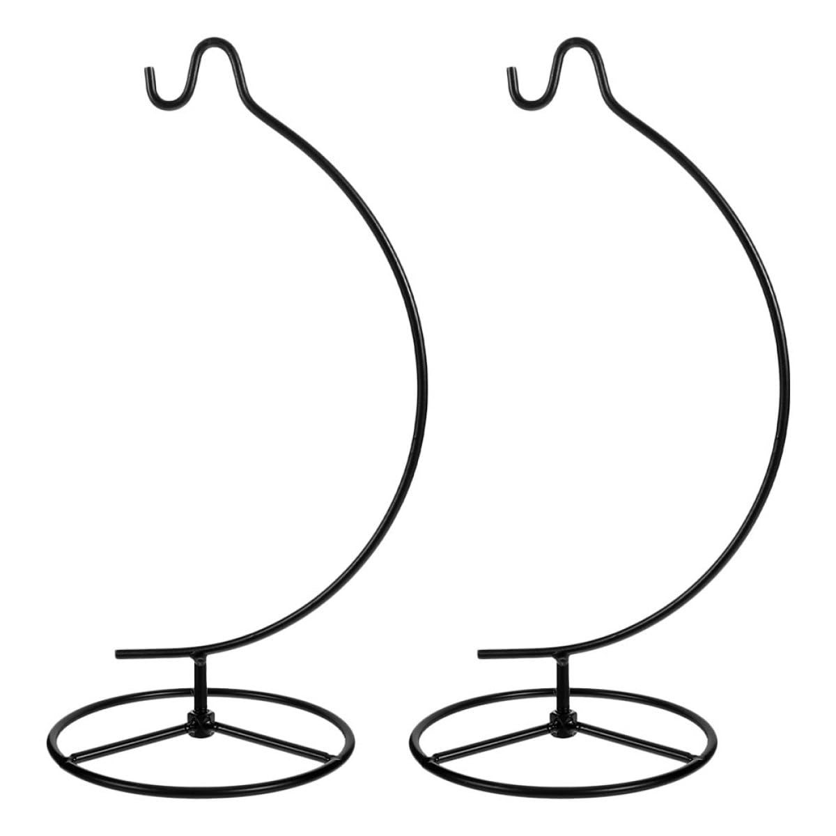 GETAJGHSD 2pcs Iron Hanging Rack for Moon-shaped Micro Landscape Bottle Hanger with Wire Hook, Black Ornament Display Stand for Air Plant Terrarium and Glass Globe Home Décor