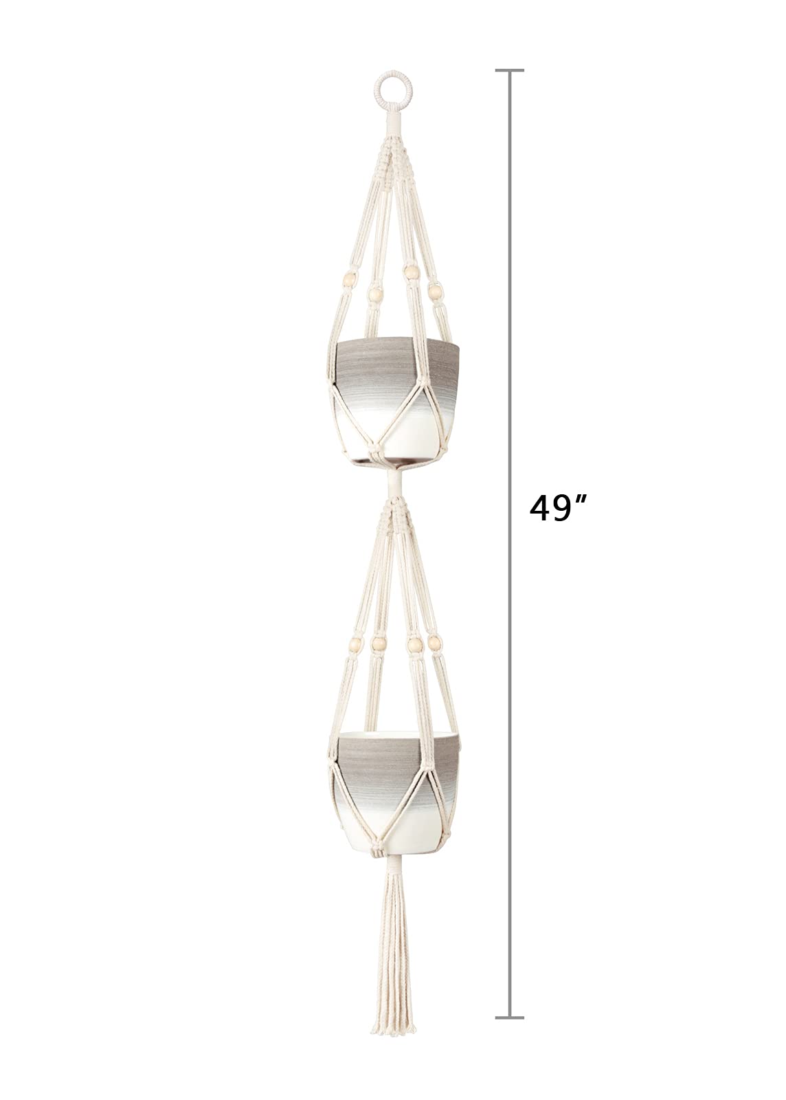 Mkono Set of 4 Macrame Plant Hangers Indoor 4 Different Size Hanging Planter Basket Flower Pot Holder 41"/35"/34"/26"
