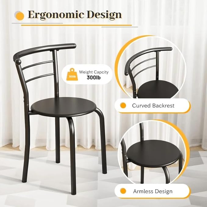 Shahoo 3-Piece Wooden Dining Table Set, Kitchen Breakfast Nook Sets