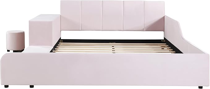 SOFTSEA Queen Upholstered Grounded Bed, Mother & Child Platform Bed
