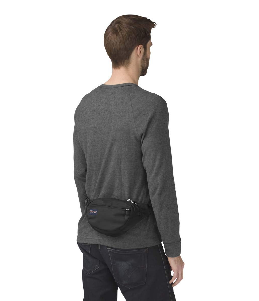 JanSport Fifth Avenue Fanny Pack Crossbody Bags for Women, Men - Stylish, Durable Waist Bag with Adjustable Belt, Main Zippered Pocket, Quick Stash Pocket, Travel Essentials, Black
