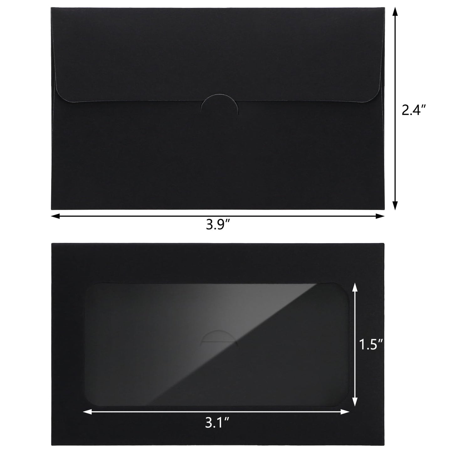 Hedume 150 Pcs Black Window Gift Card Envelopes, 3.9 x 2.4 Inch Gift Card Sleeves, Credit Size Business Invitation Cards Envelopes for Greeting Invitation, Christmas, Thanksgiving Gifts