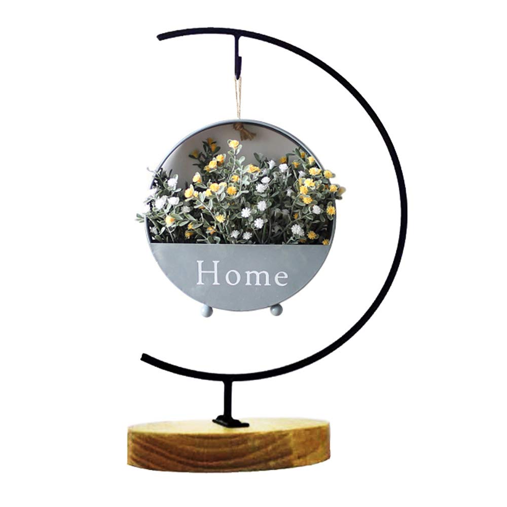 Archi G-shaped Ornament Display Stand Iron Pothook Stand for Hanging Glass Terrarium/Picture with Wood Base (Iron Stand with Wood Base)