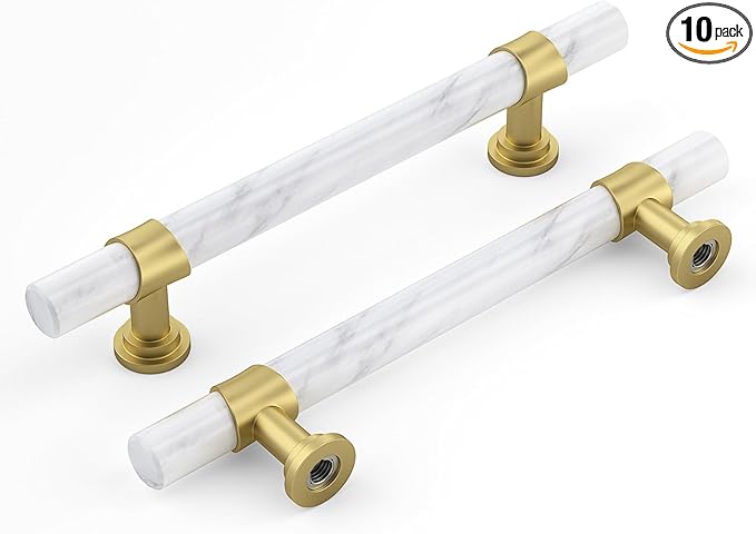 Rergy Cabinet Handles Marble Drawer Pulls and Knobs, T-Bar Hardware