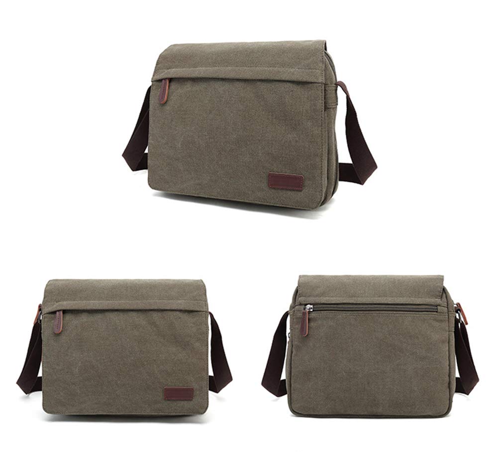 Sechunk Large Vintage Canvas Messenger Cross body bag Shoulder bag (Green, large)