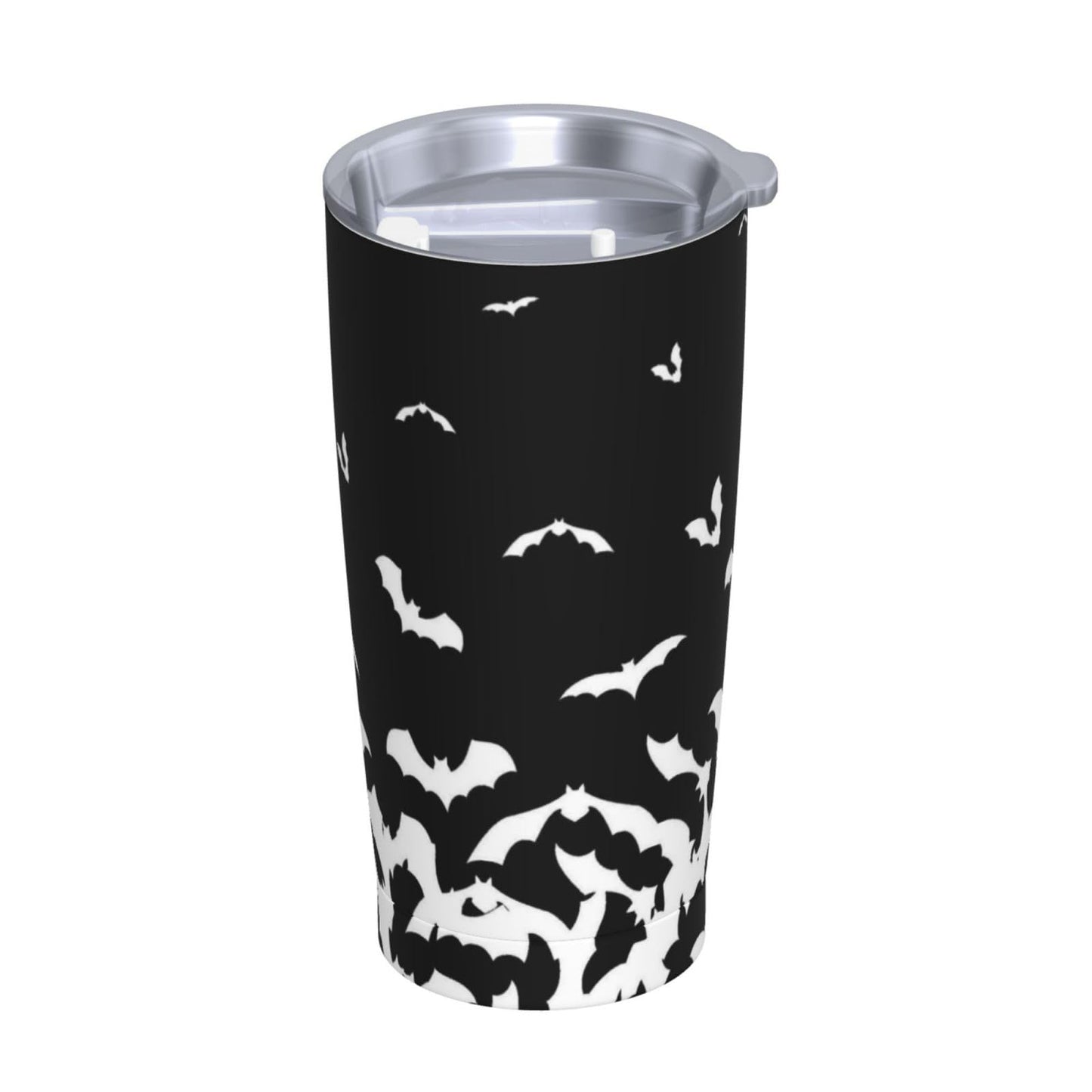 TOUNHEYA Halloween Bat Tumbler with Lid and Straw Black White 20oz Insulated Stainless Steel Cup Animal Travel Coffee Mug Water Bottle for Women Gift for Birthday Christmas