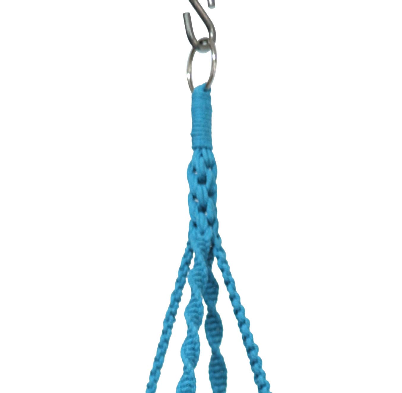 Macrame Plant Hanger & Holder, Hanging Planter 4 Legs Double Deck for 8 inch to 10 inch Two Pots Indoor Outdoor Hanging Planter Cotton Rope 67 Inch with Metal Ring (Cotton-Turquoise)