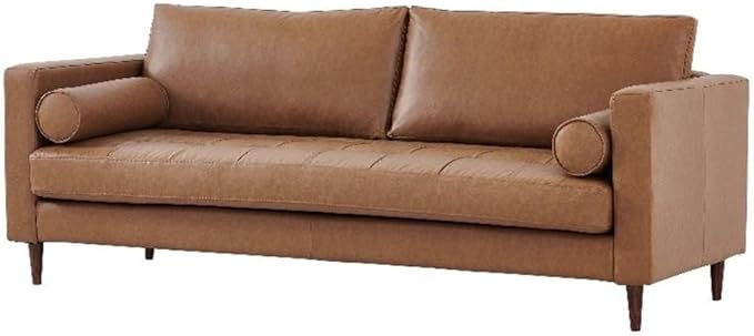 Pemberly Row Eco Leather Sofa, Light Brown Finish, High Density Sponge Foam