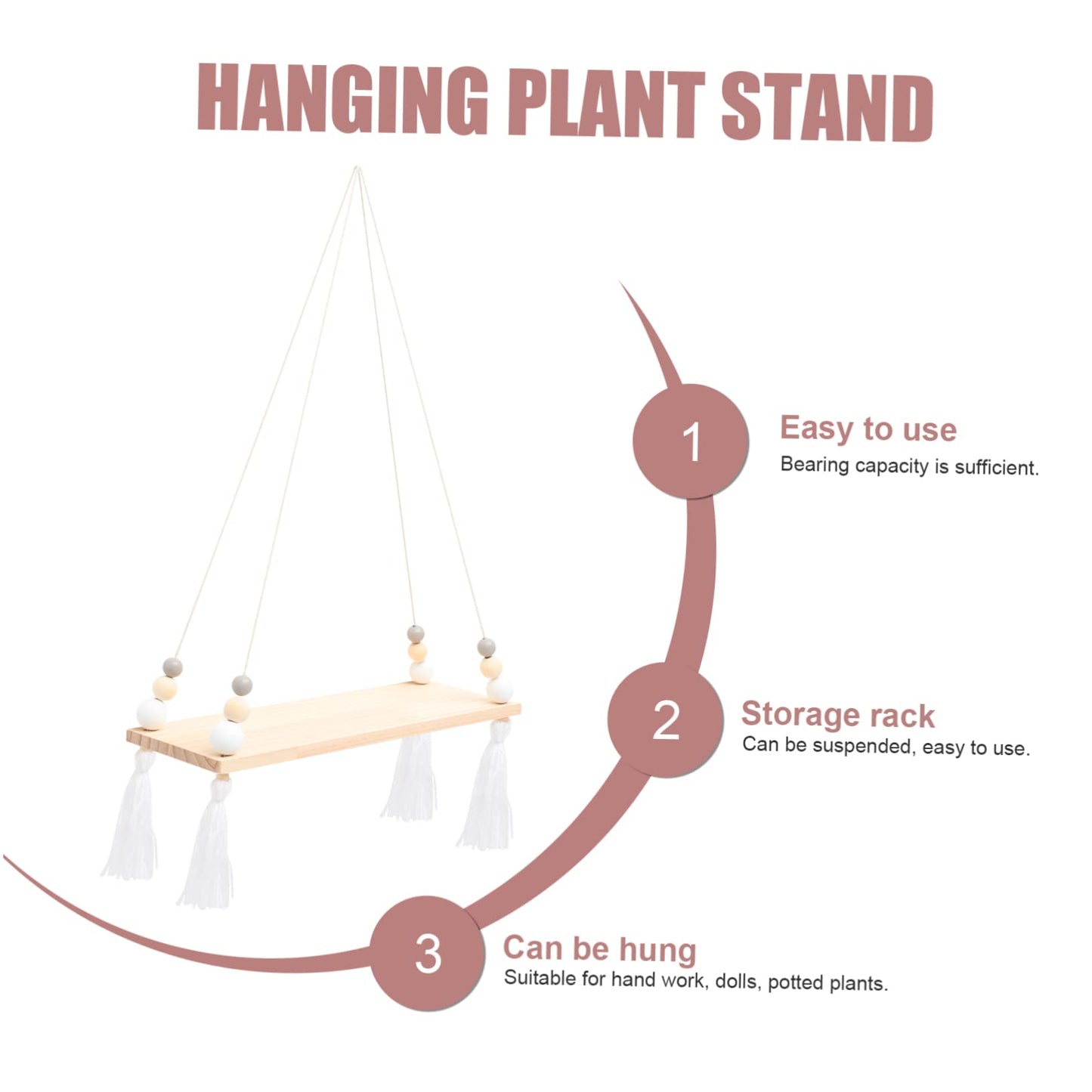 EXQUIMEUBLE Home Hanging Rack Creative Cotton Rope Plant Display Board for Indoor Outdoor Decor for Flowerpot Storage Room Bedroom Kitchen and Garden
