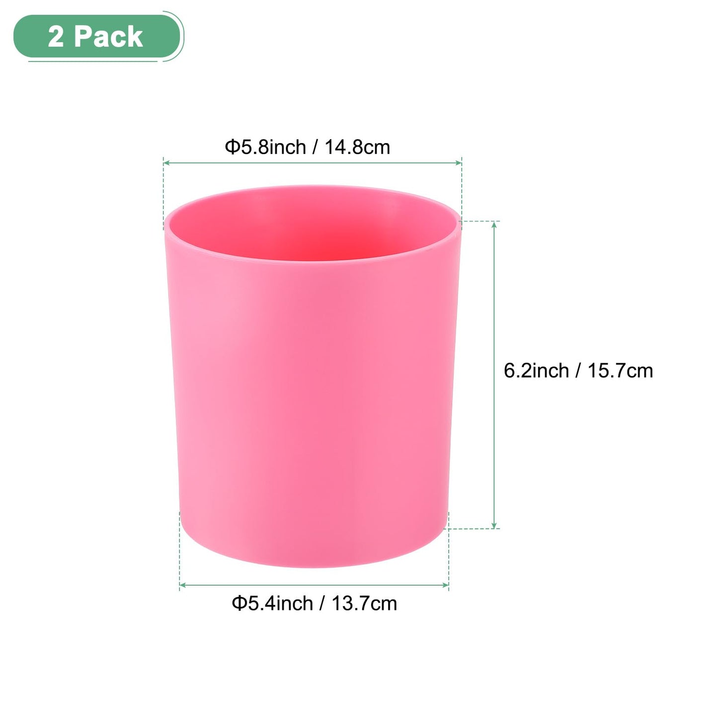 M METERXITY 2-Pack Plastic Plant Pots, 6 Inch Plastic Planters Round Flower Planter Containers Flower Pots for Indoor/Outdoor/Garden, Plant Holder [Pink]