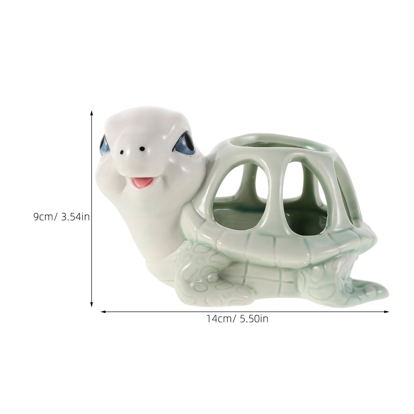 DOITOOL Cute Hand-Painted Ceramic Animal Succulent Planter Pot for Indoor Outdoor Desk Decor, Small Turtle Shape Porcelain Flower Pot, Unique Tiny Cartoon Flowerpot