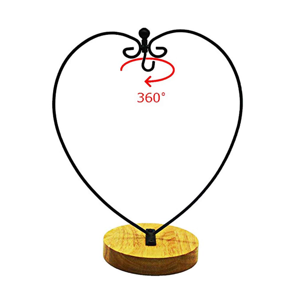 WAJJ Ornament Display Stand for Hanging Glass Terrarium Wood Base Creative Decoration for Home Garden Wedding Party Festival (Heart)