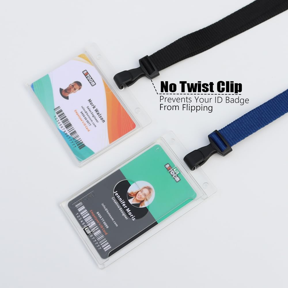 BETOOM 100 Pack Bulk Polyester Breakaway Lanyards with Plastic No Twist Clip & Safety Breakaway Clasp-Great for Radiology-School Hospital-MRI Safe-Neck Strap I.D. Badge Holders 36”(Black)