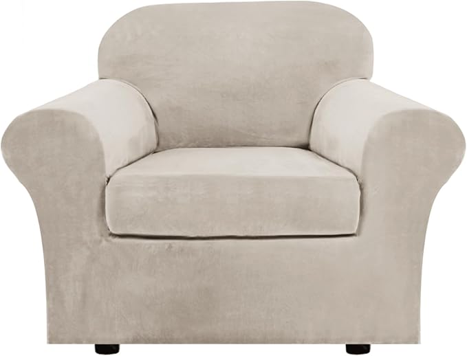 H.VERSAILTEX Rich Velvet Stretch 2 Piece Cover Chair Slipcover Sofa Cover