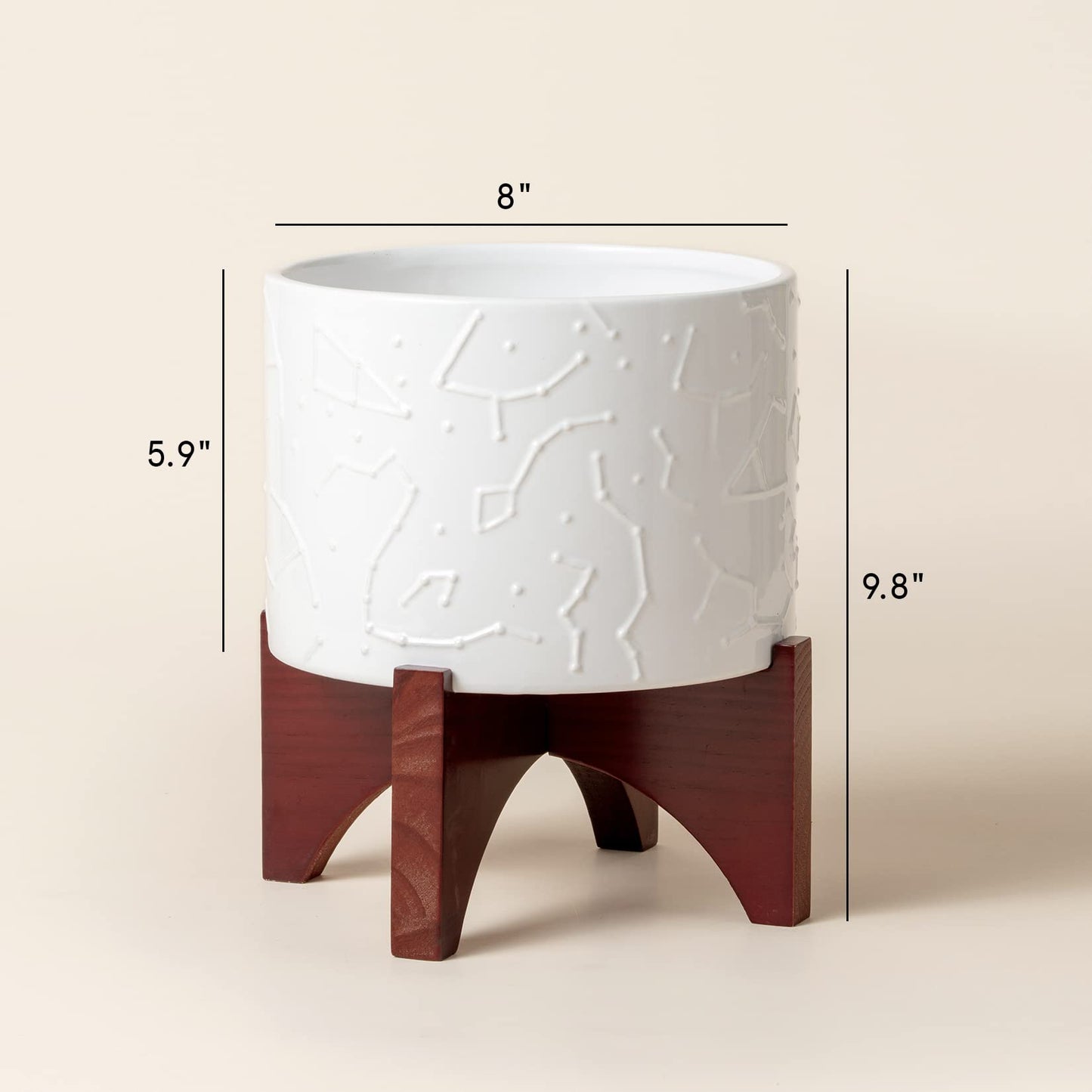 LA JOLIE MUSE Plant-Pots Flower Pots, 8 Inch Plant Pot Ceramic Planter with Stand Planters for Indoor Plants