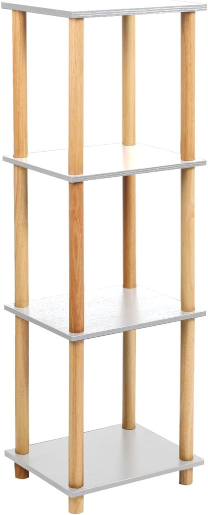 4-Tier White Bookshelf, Wooden Bookcase with Open Shelves, for Small Spaces,Living Room Bedroom Office,No-Tool Assembly,11.8" D x 14.1" W x 47.2" H inches.