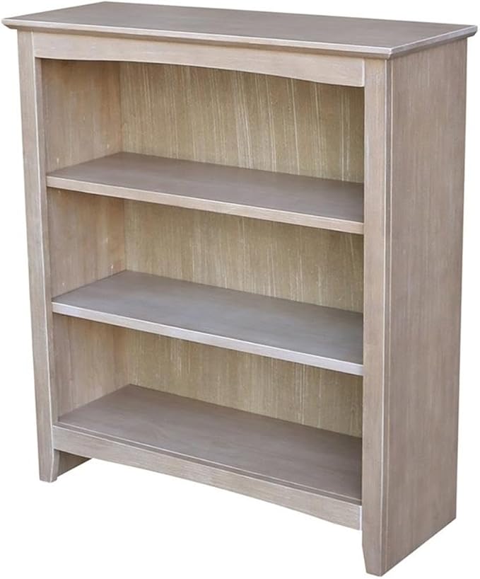 IC International Concepts, Shaker Solid Wood Bookcase, 2 Adjustable Shelves