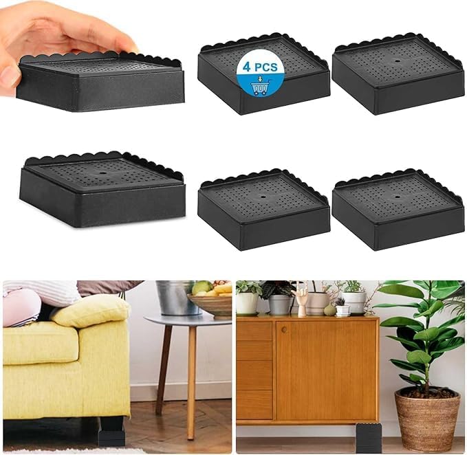 Bed Risers 1 inch, 2 inch, 3 inch, 4 inch Heavy Duty, Adjustable Furniture Riser