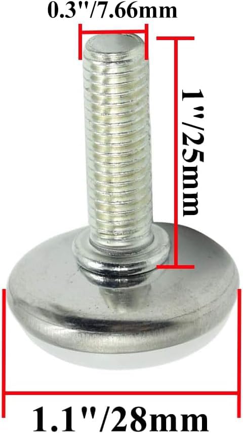 Screw on Furniture Glides Adjustable Furniture Leg Base Leveller M8 x 25mm