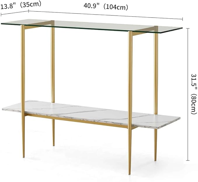 LumFurn Glass Console Table for Living Room, Foyer & Entrance, 2-Tiers