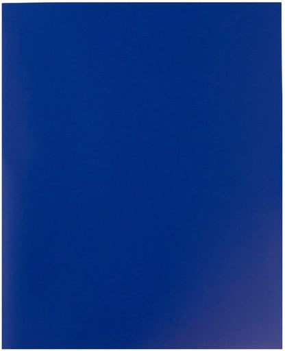 JAM PAPER Plastic 2 Pocket POP Folders - Durable School Folders - Blue - Bulk 48/Pack