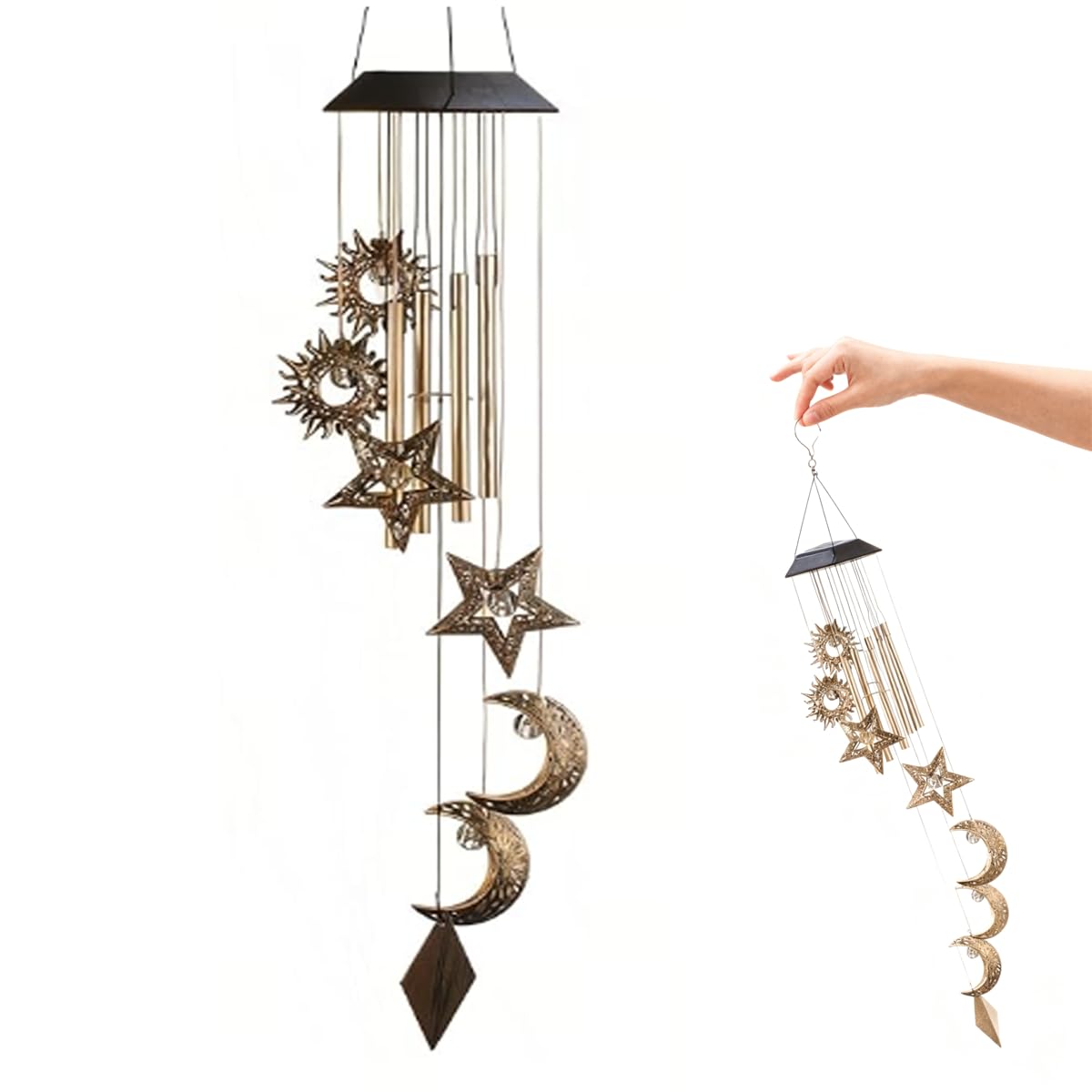 Leemeexaa Solar Wind Chimes for Outside, Waterproof Halloween Wind Chimes with Auto Lights, Outdoor Decor for Garden, Porch,Patio Perfect for Home & Holiday Enthusiasts
