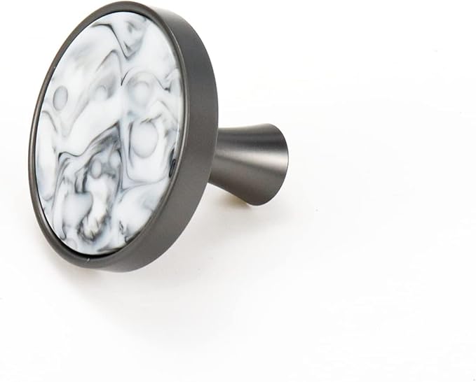 HEVSTIL 33 * 26MM Grey Marble Pattern Cabinet Knobs Marble Kitchen Cabinet