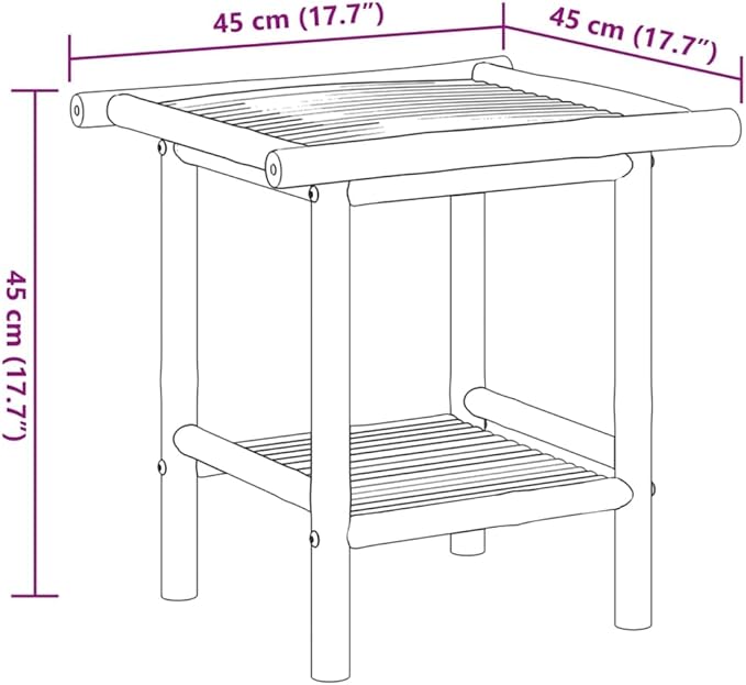Bamboo Fiber Coffee Table with Storage Shelf, Eco-Friendly Modern Square End