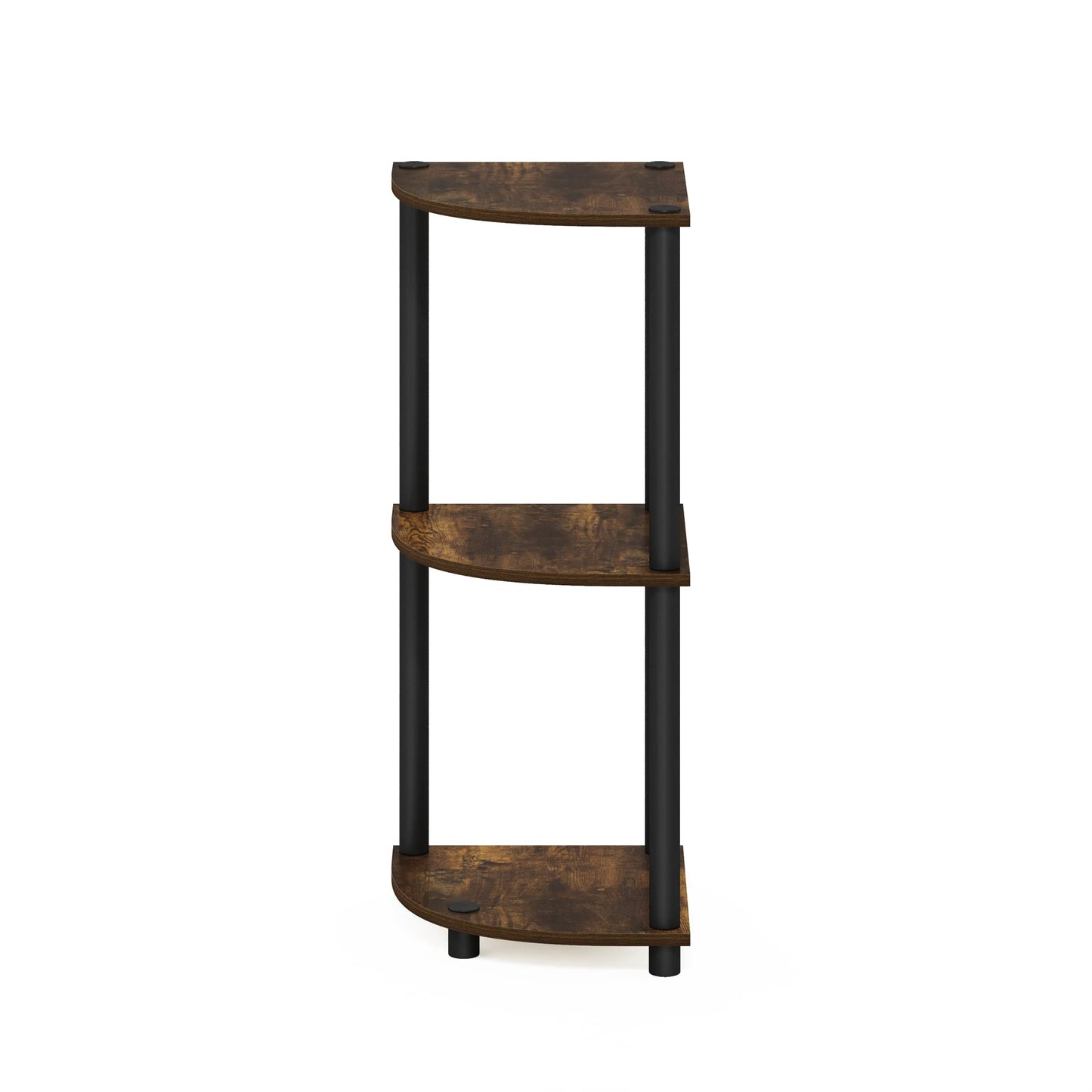 Furinno TURN-N-TUBE Corner Shelf, 3-Tier Corner Bookshelf, Display Storage Shelves with Open Shelves, for Organization and Storage, Living Room, Home Office, Garage, Amber Pine