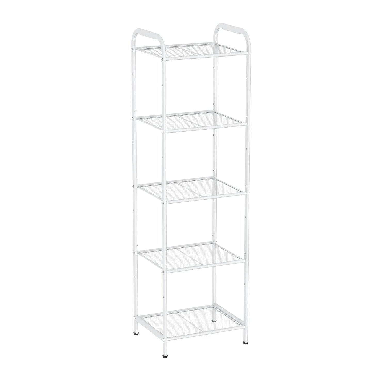 MAX Houser Storage Rack with Shelf,Industrial Style Extendable Plant Stand, Standing Shelf Units for Kitchen, Bathroom, Office,Living Room, Balcony, Kitchen (White, 5 Tier)